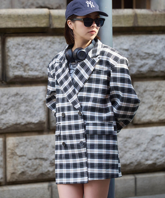 チェックダブルジャケット