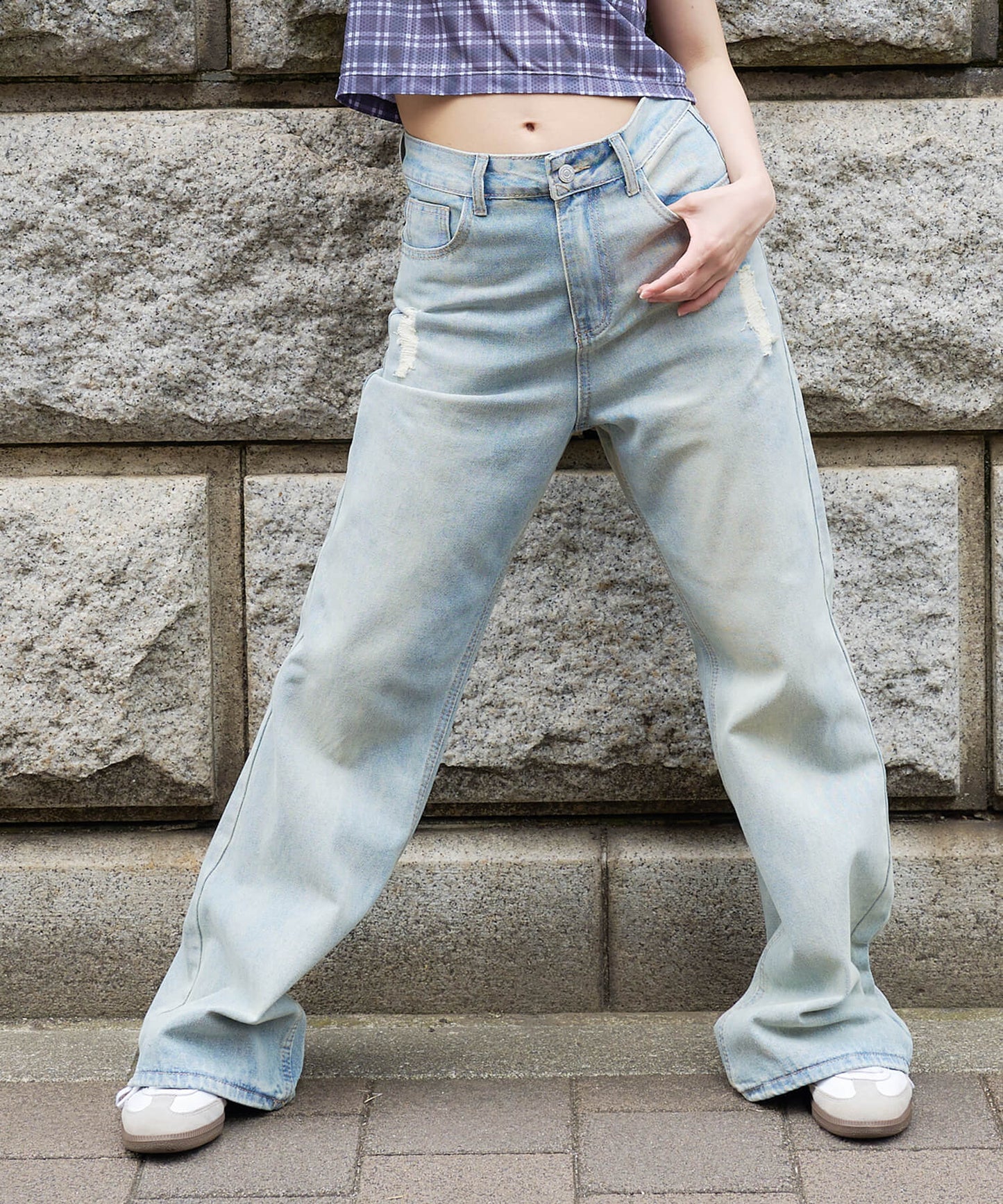 ヴィンテージ加工デニムパンツ