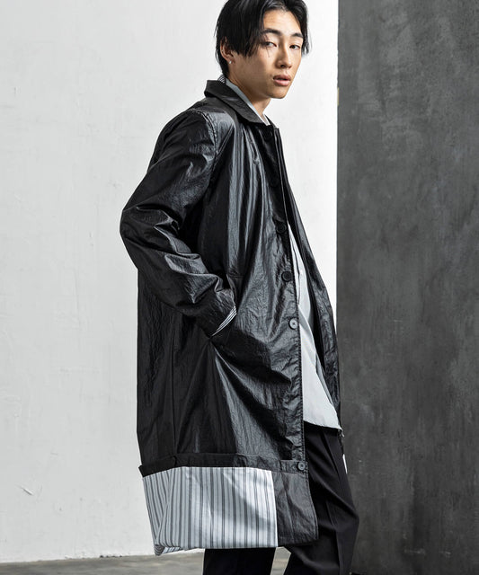 フェイクレザー2WAYロングジャケット