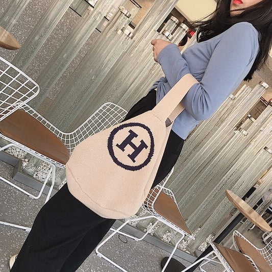 Hマークニットトートバッグ