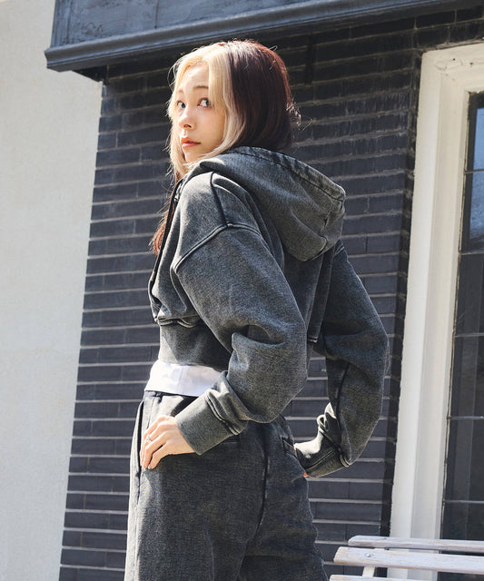 ヴィンテージ加工ショートフーディ