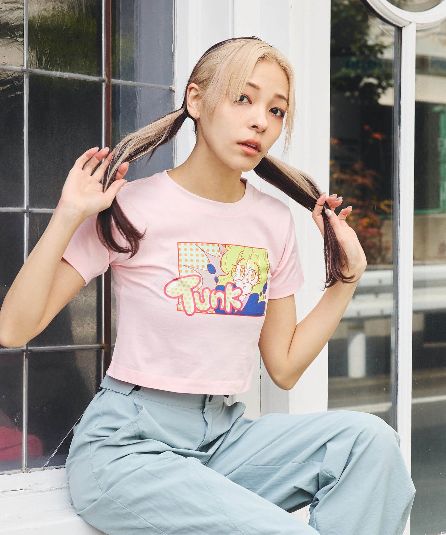 トゥンクプリントクロップTシャツ