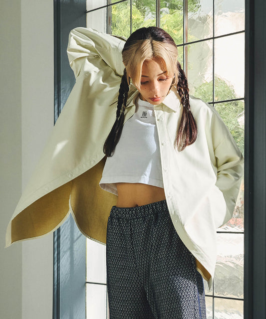 フェイクレザーシャツ