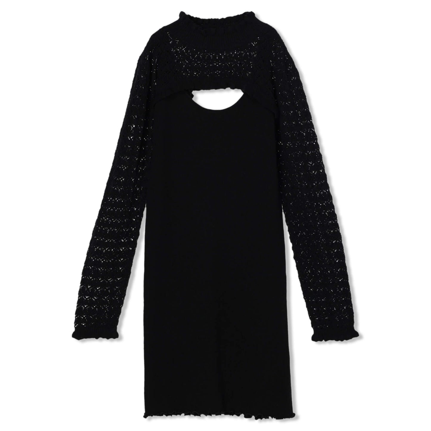 70%OFF|透かし編みアンサンブルニットワンピース