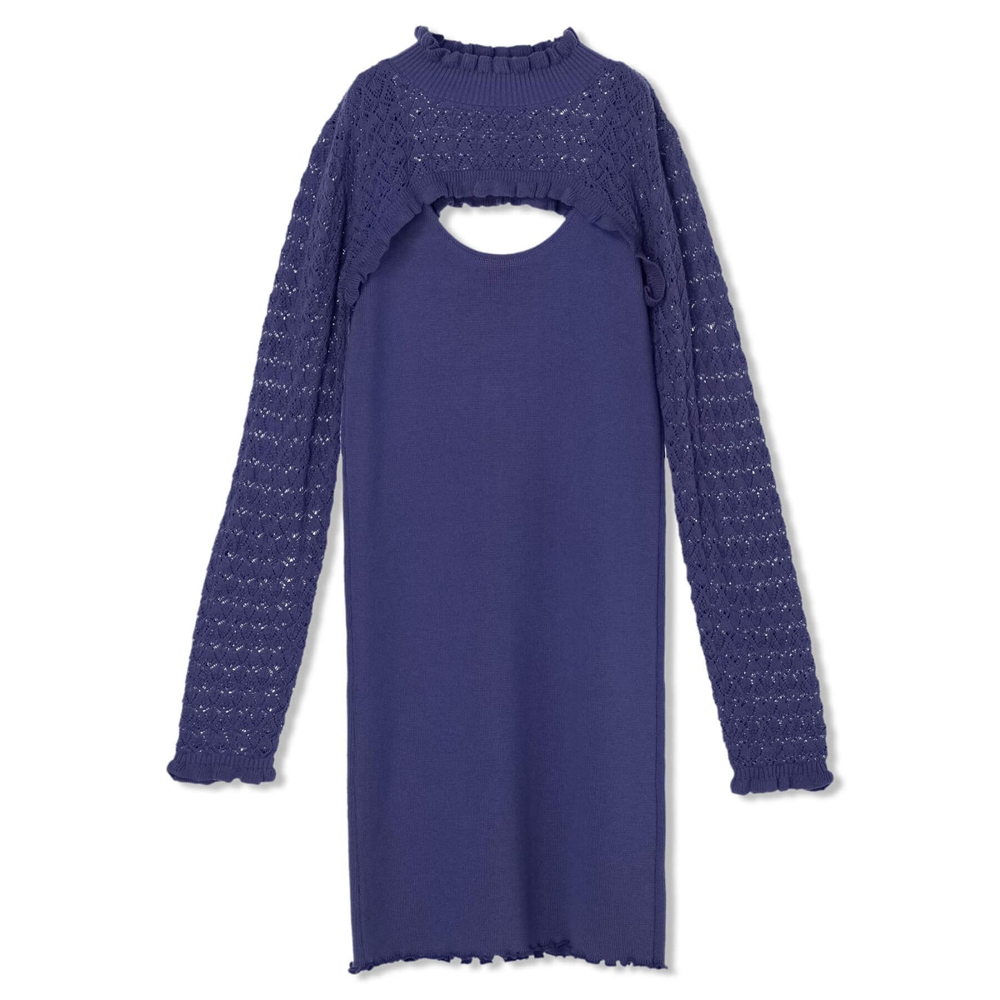 70%OFF|透かし編みアンサンブルニットワンピース