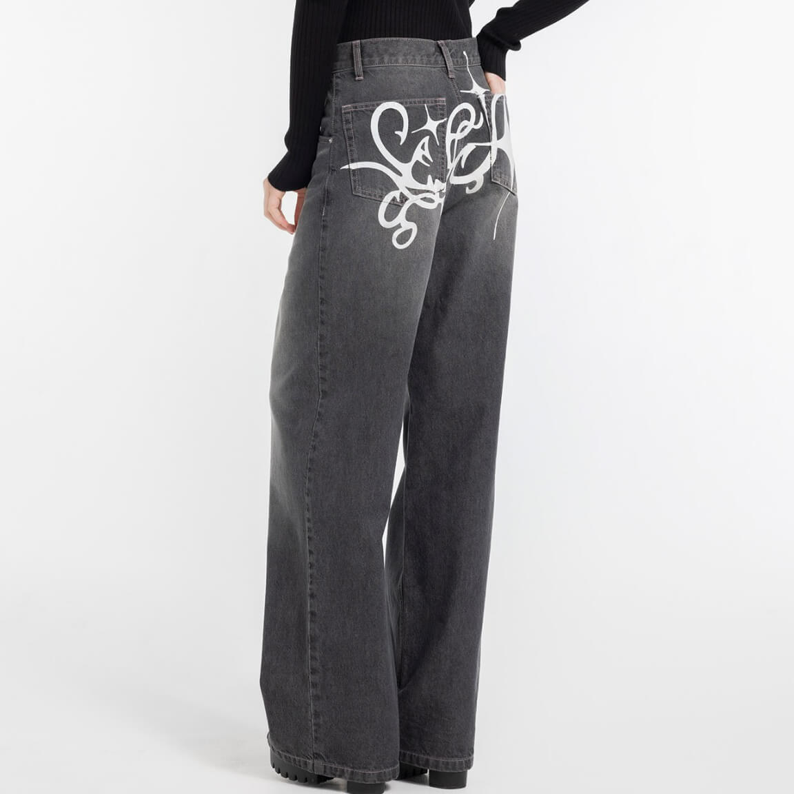 70%OFF|オリジナルバックプリントワイドデニム