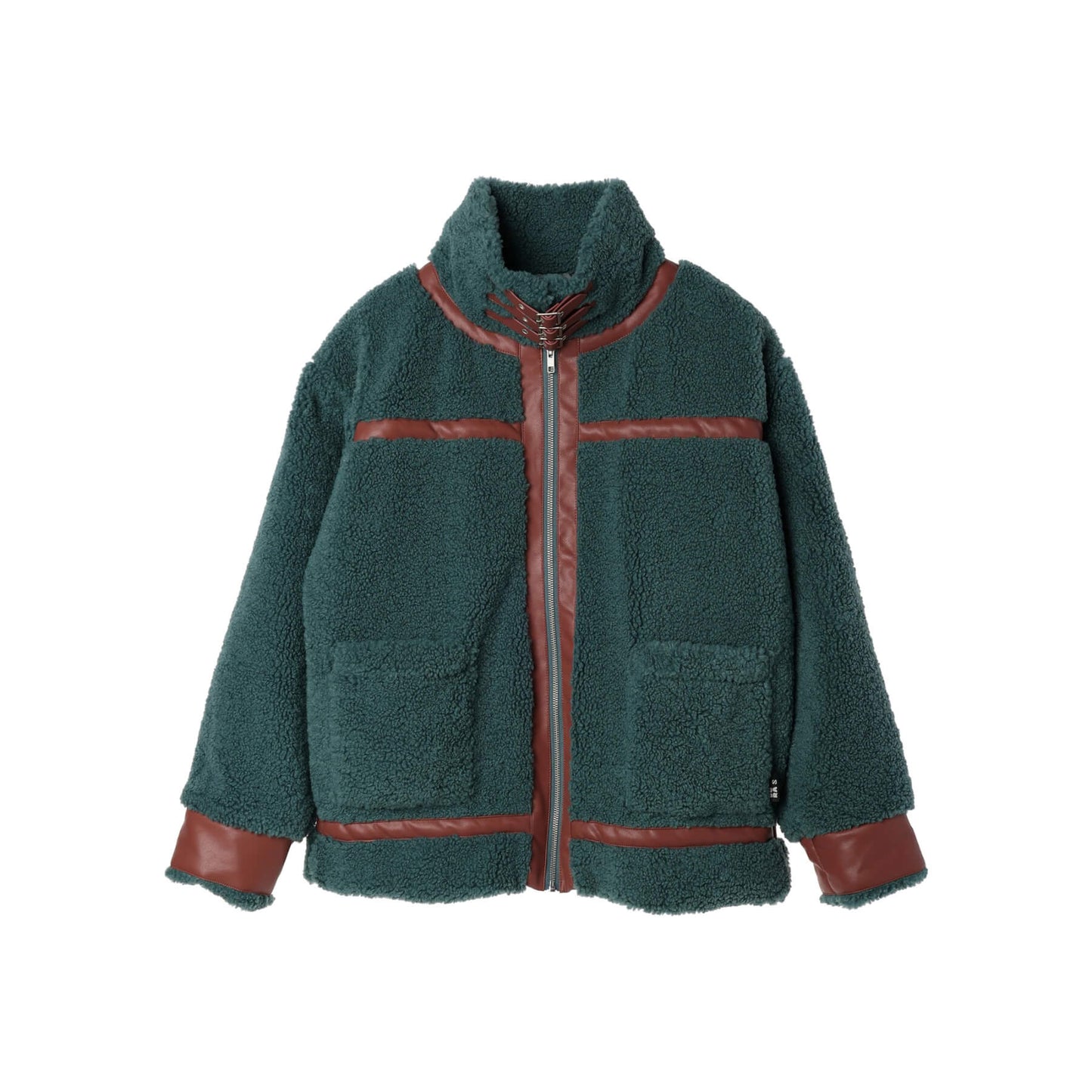 70%OFF|ベルト付きスタンドカラーボアジャケット