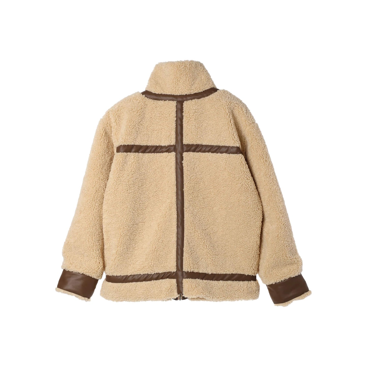 70%OFF|ベルト付きスタンドカラーボアジャケット