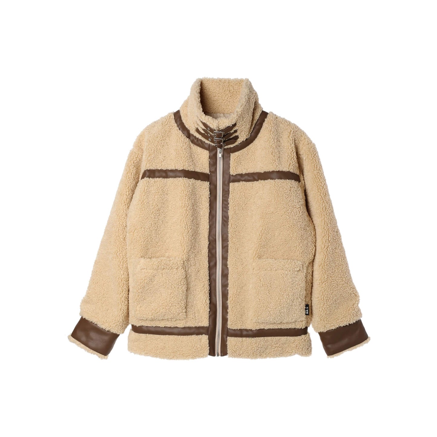 70%OFF|ベルト付きスタンドカラーボアジャケット