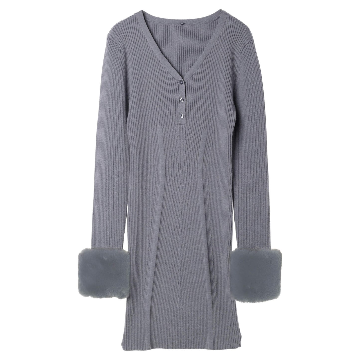 70%OFF|3wayファー付きニットミニワンピース