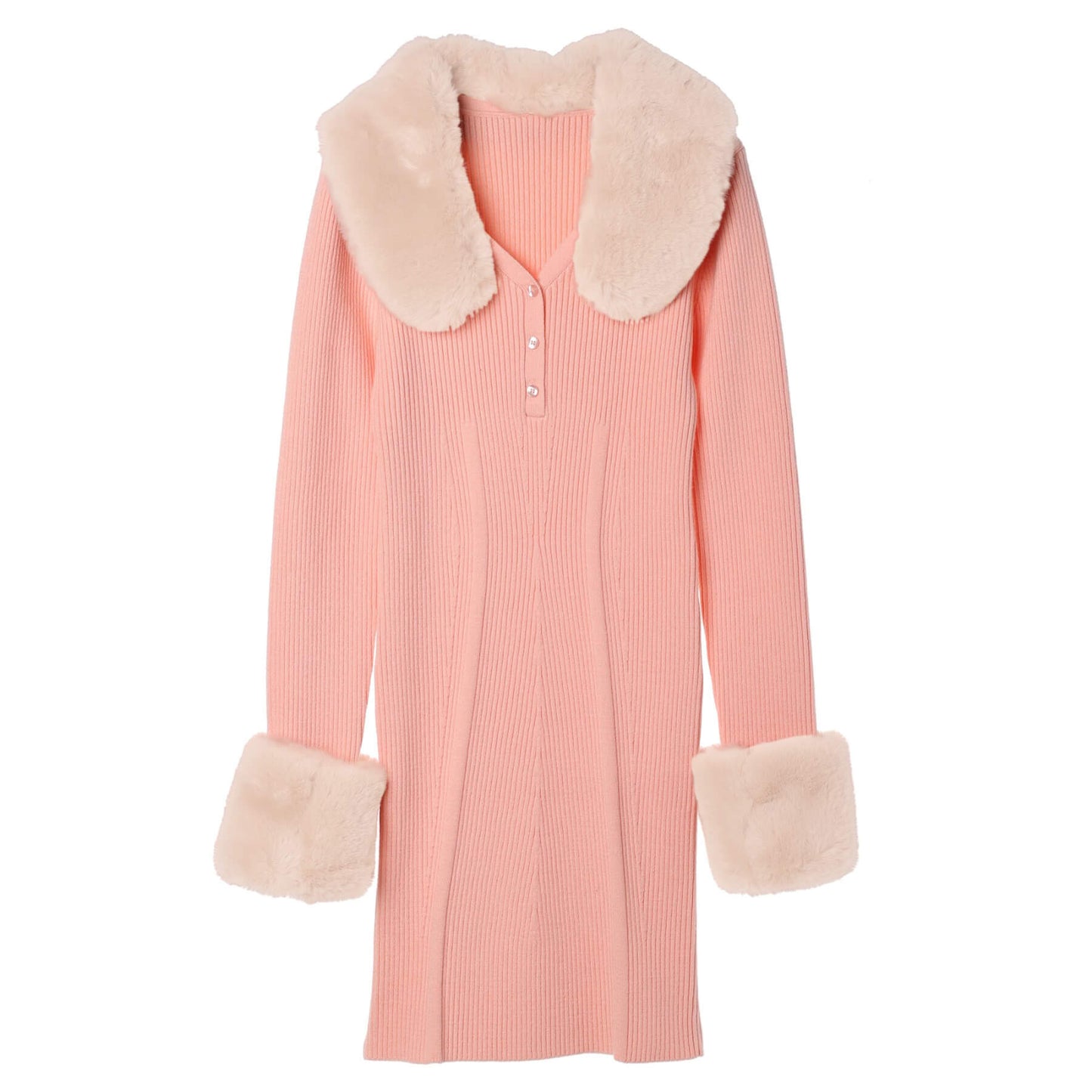 70%OFF|3wayファー付きニットミニワンピース