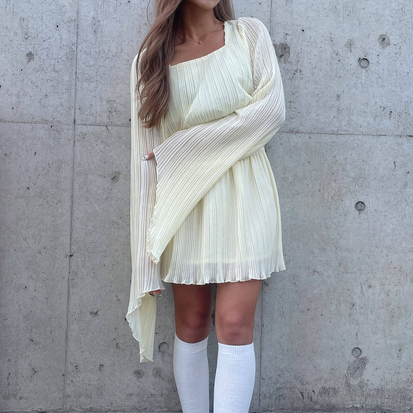 70%OFF|Pleated mini dress