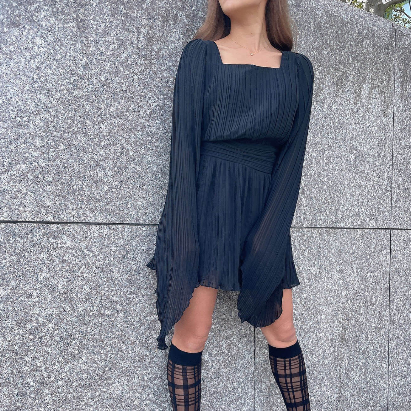 70%OFF|Pleated mini dress