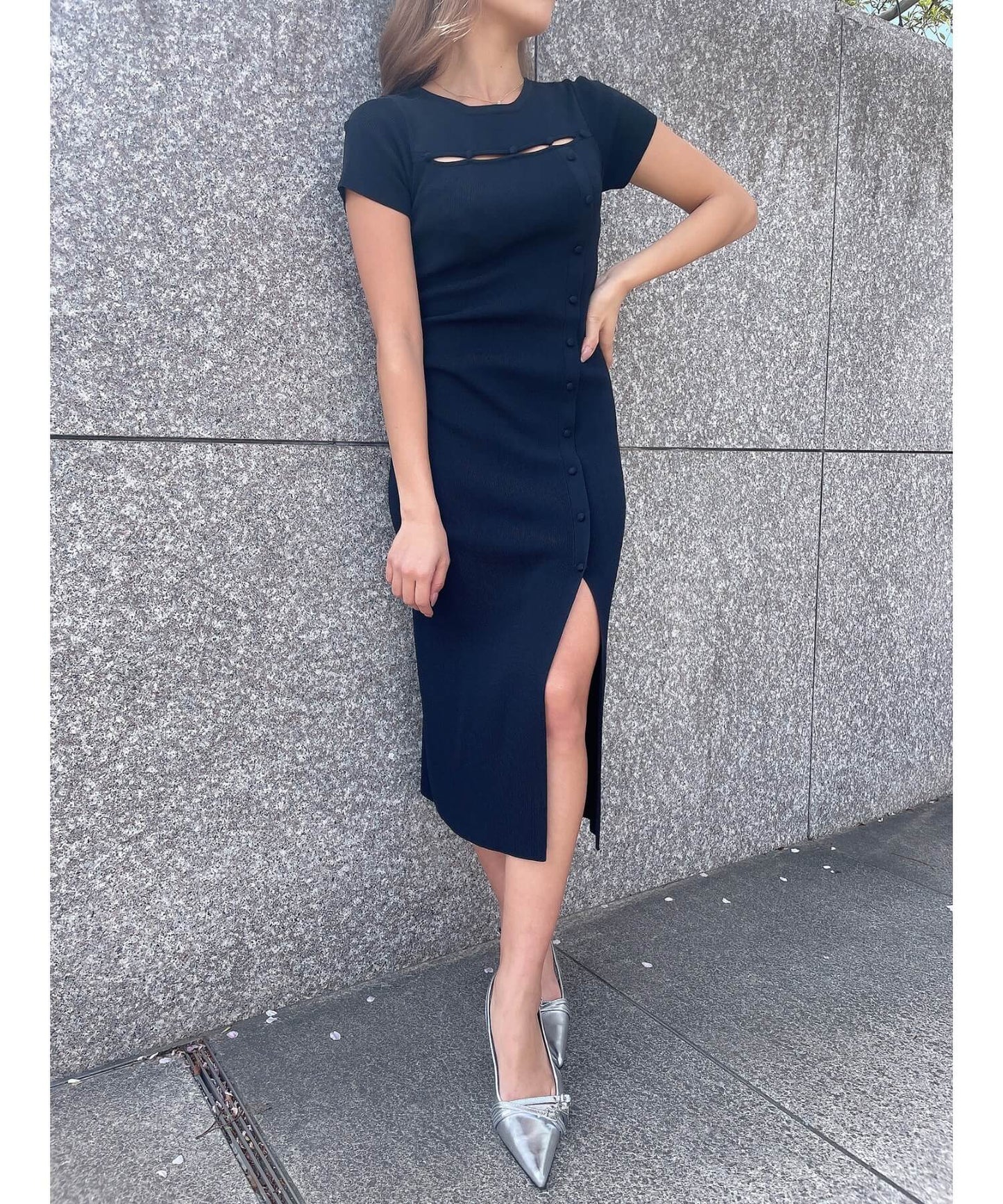 70%OFF|Button design dress