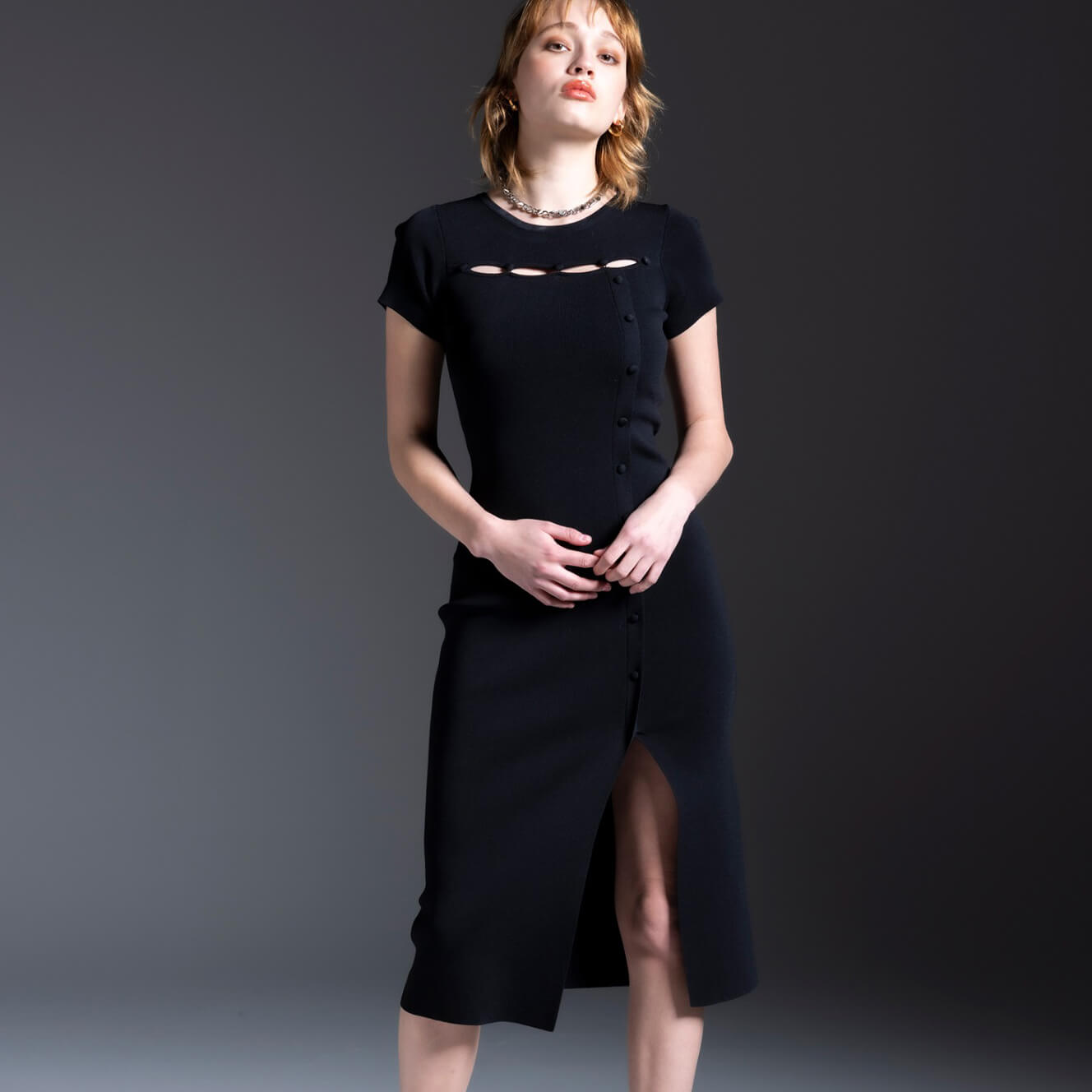70%OFF|Button design dress