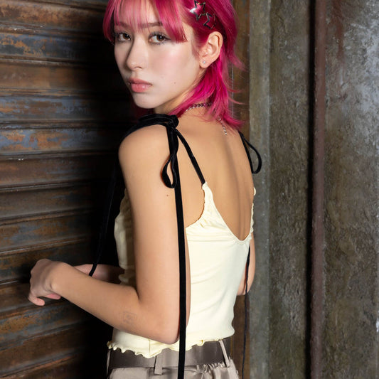 70%OFF|Velour ribbon cammy