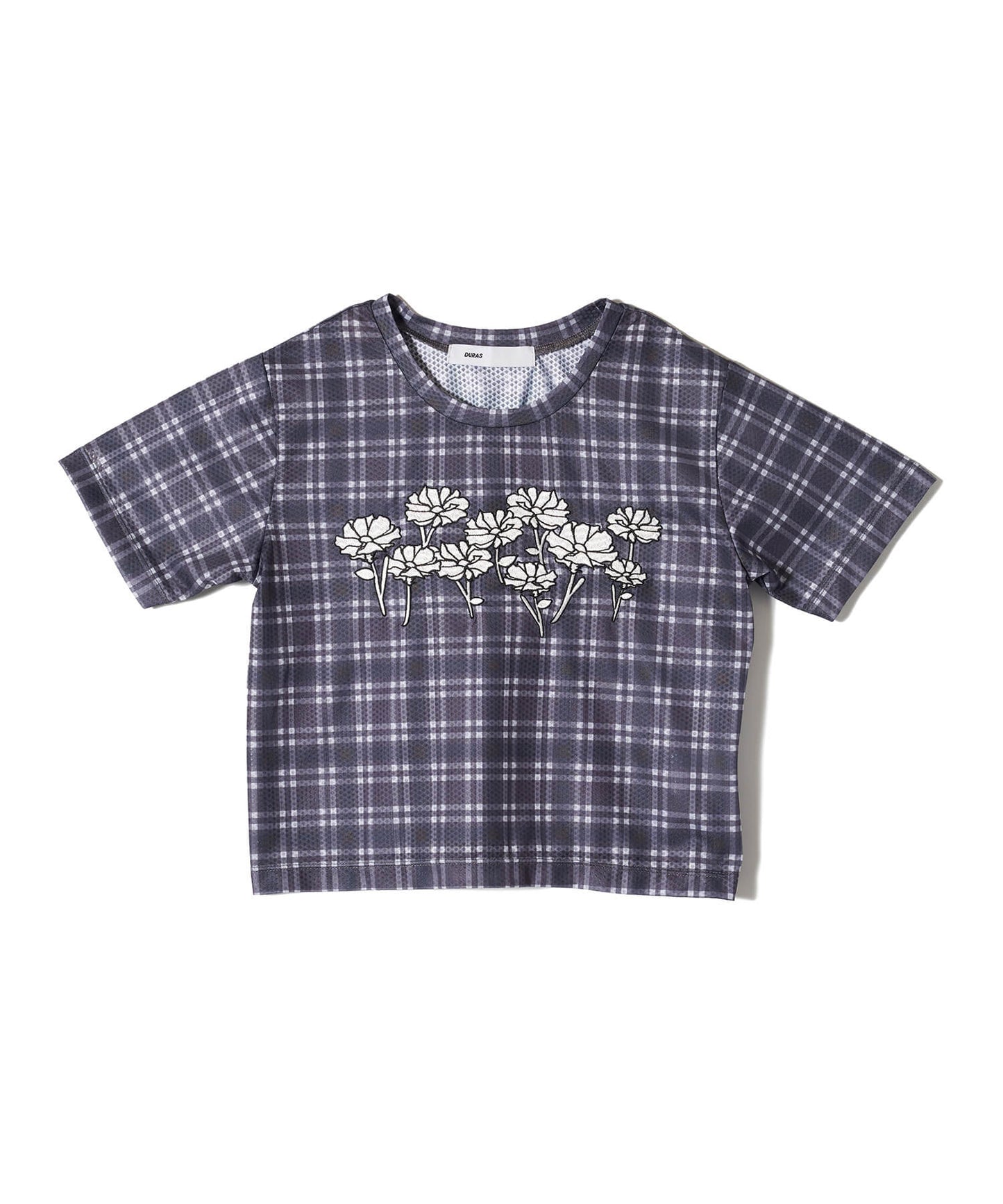 シアーチェッククロップTシャツ