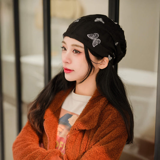 パピヨン柄ダメージニットビーニー