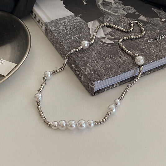 パール×メタルボールネックレス