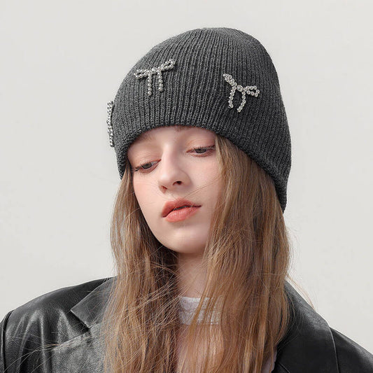 ビジューリボンニットビーニー