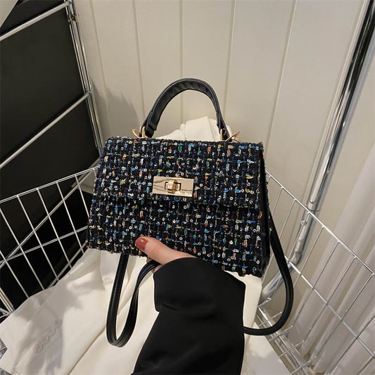 ツイードフラップショルダーバッグ