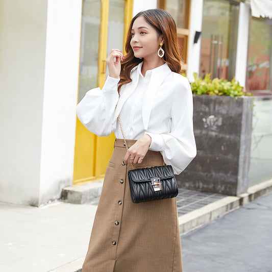 キルティングフラップショルダーバッグ