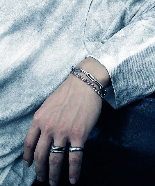 レイヤリング2種チェーンブレスレット