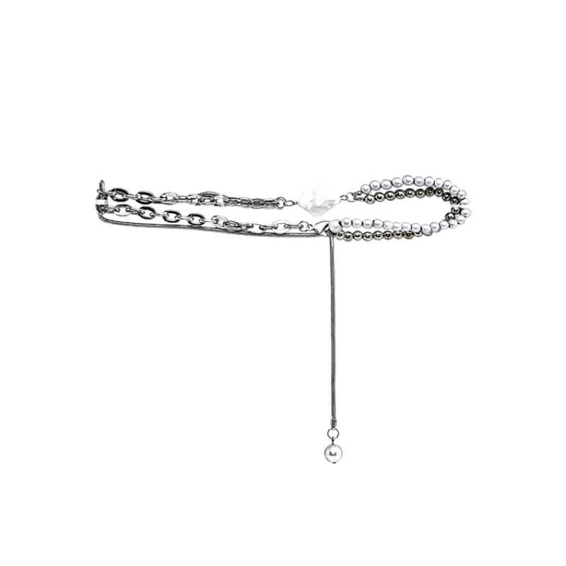 パール×チェーンコンビネックレス