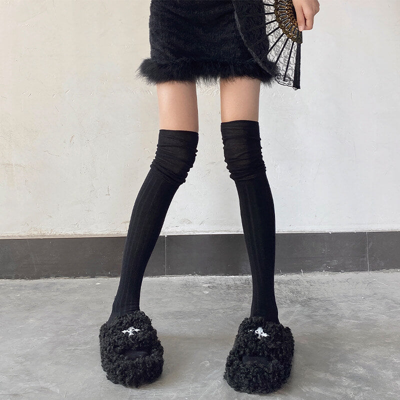 くしゅくしゅ切替オーバーニーソックス
