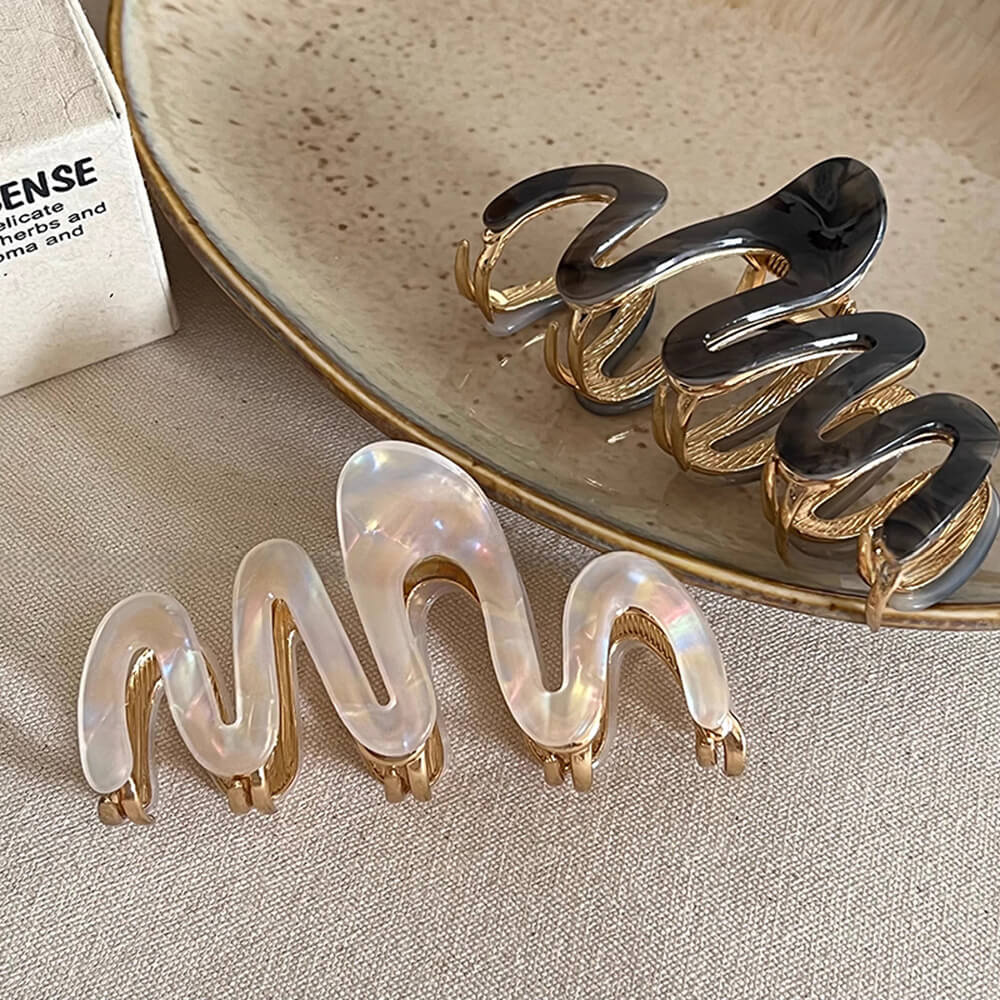 シェルカラーウェーブヘアクリップ