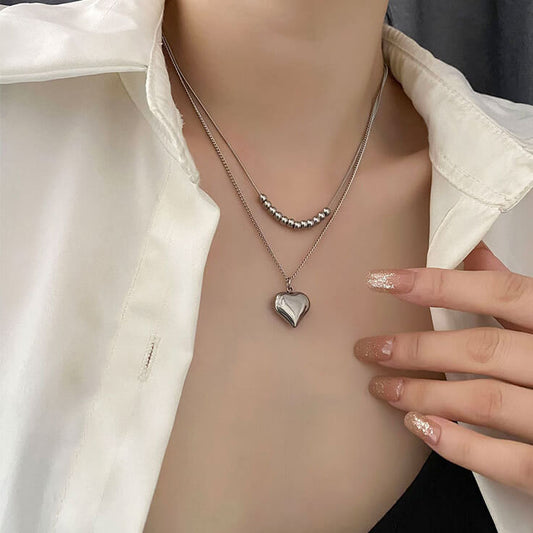 ハート&ボールチャームネックレス