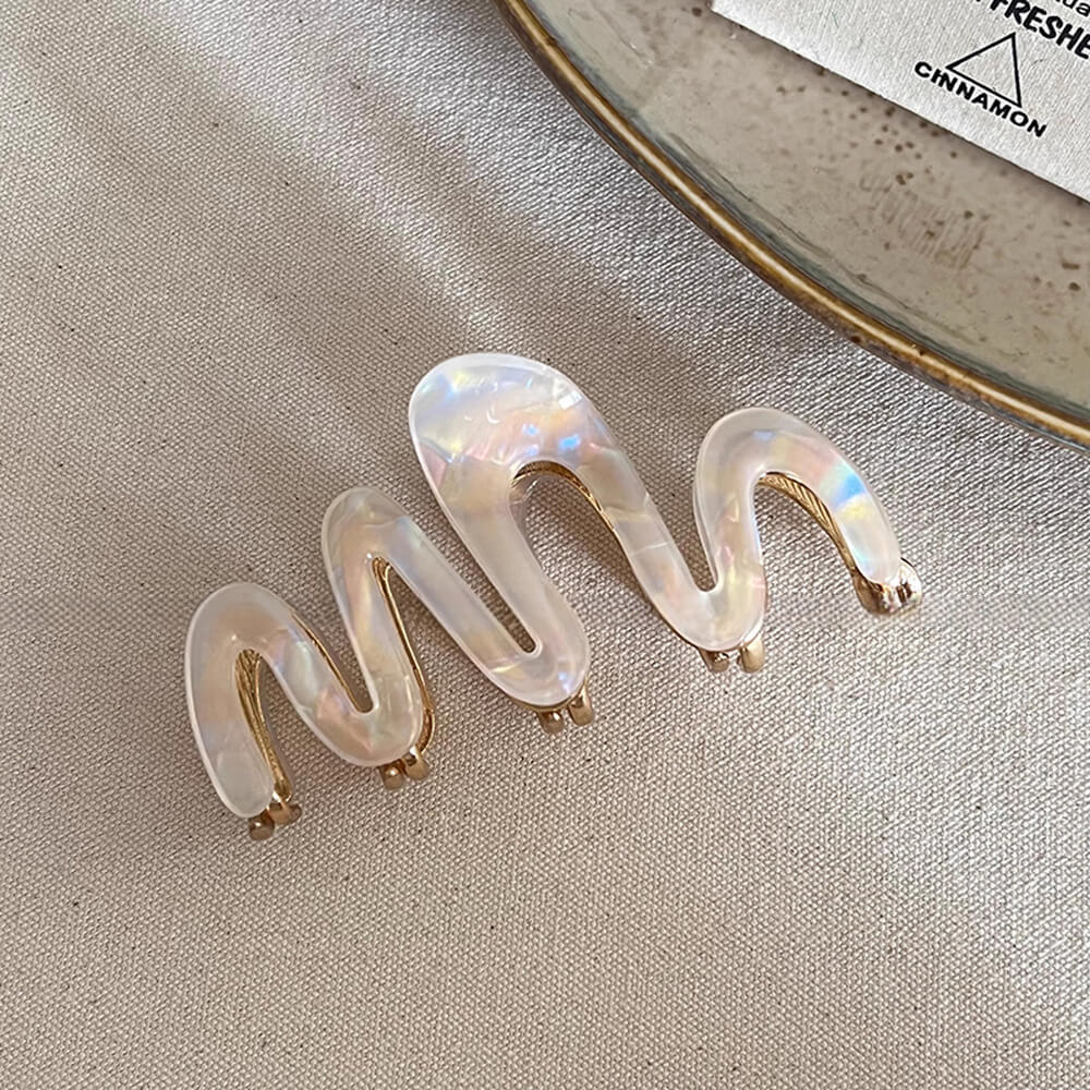 シェルカラーウェーブヘアクリップ
