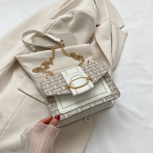 メタルリング付ツイードショルダーバッグ