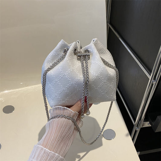 巾着チェーンバケットバッグ