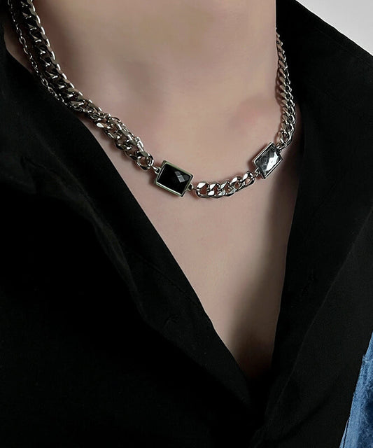 スクエアジェムチェーンネックレス
