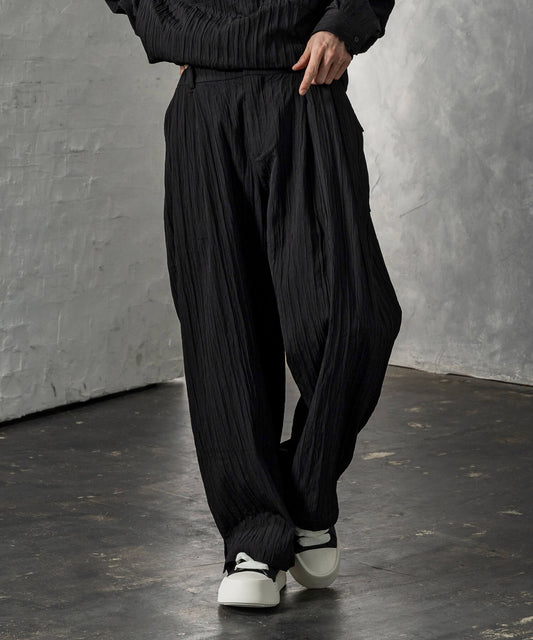 クリンクル加工ワイドパンツ