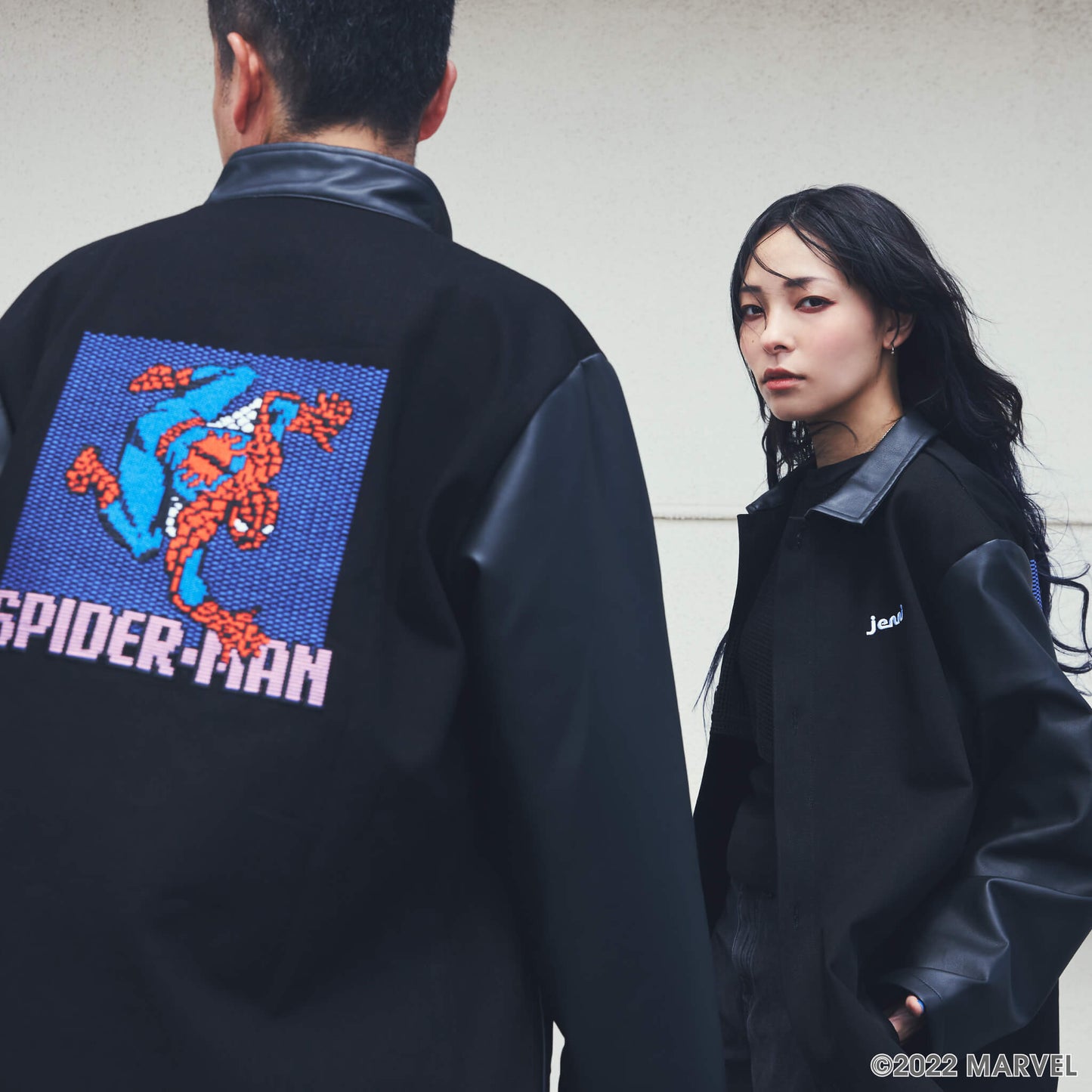 JENNI / MARVEL デニム&PUレザージャケット(刺繍)