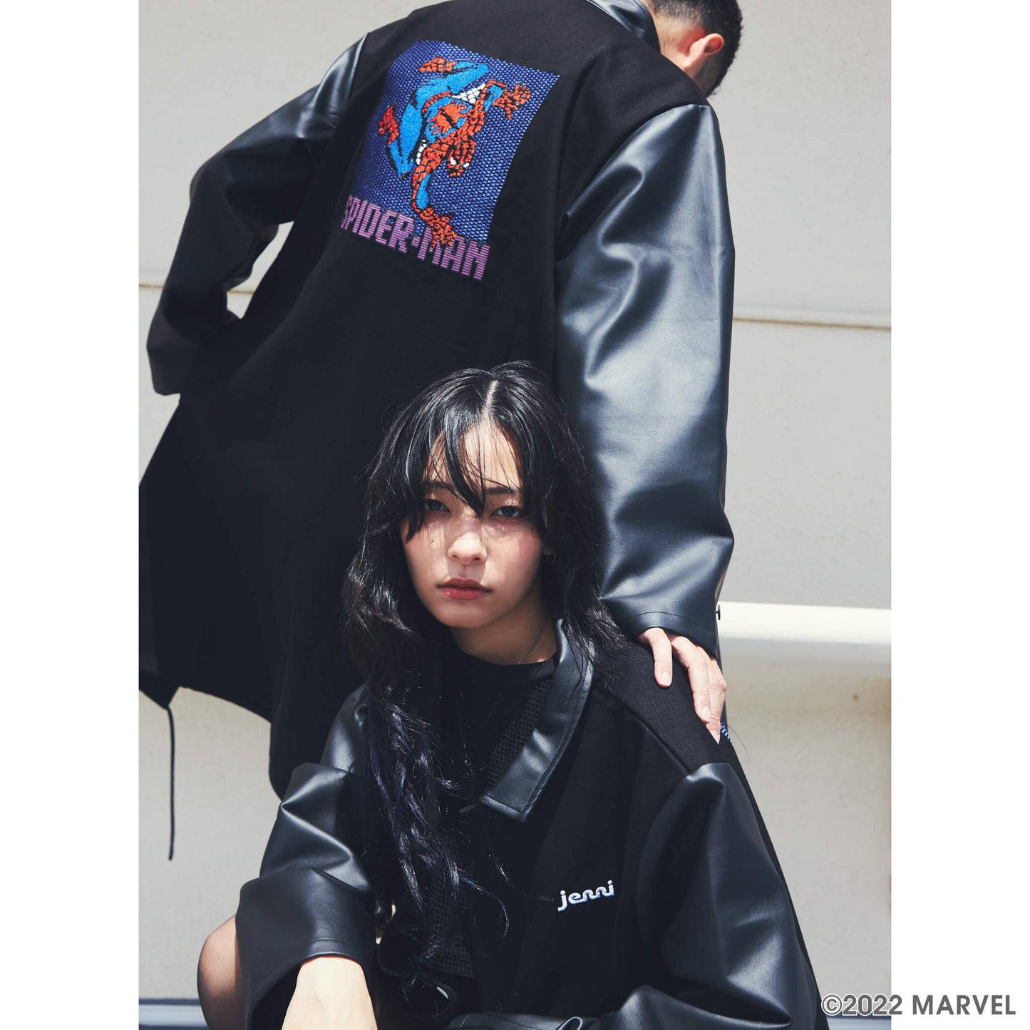 JENNI / MARVEL デニム&PUレザージャケット(刺繍)