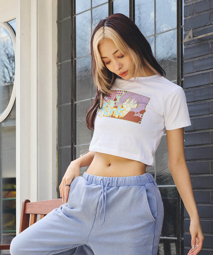 トゥンクプリントクロップTシャツ