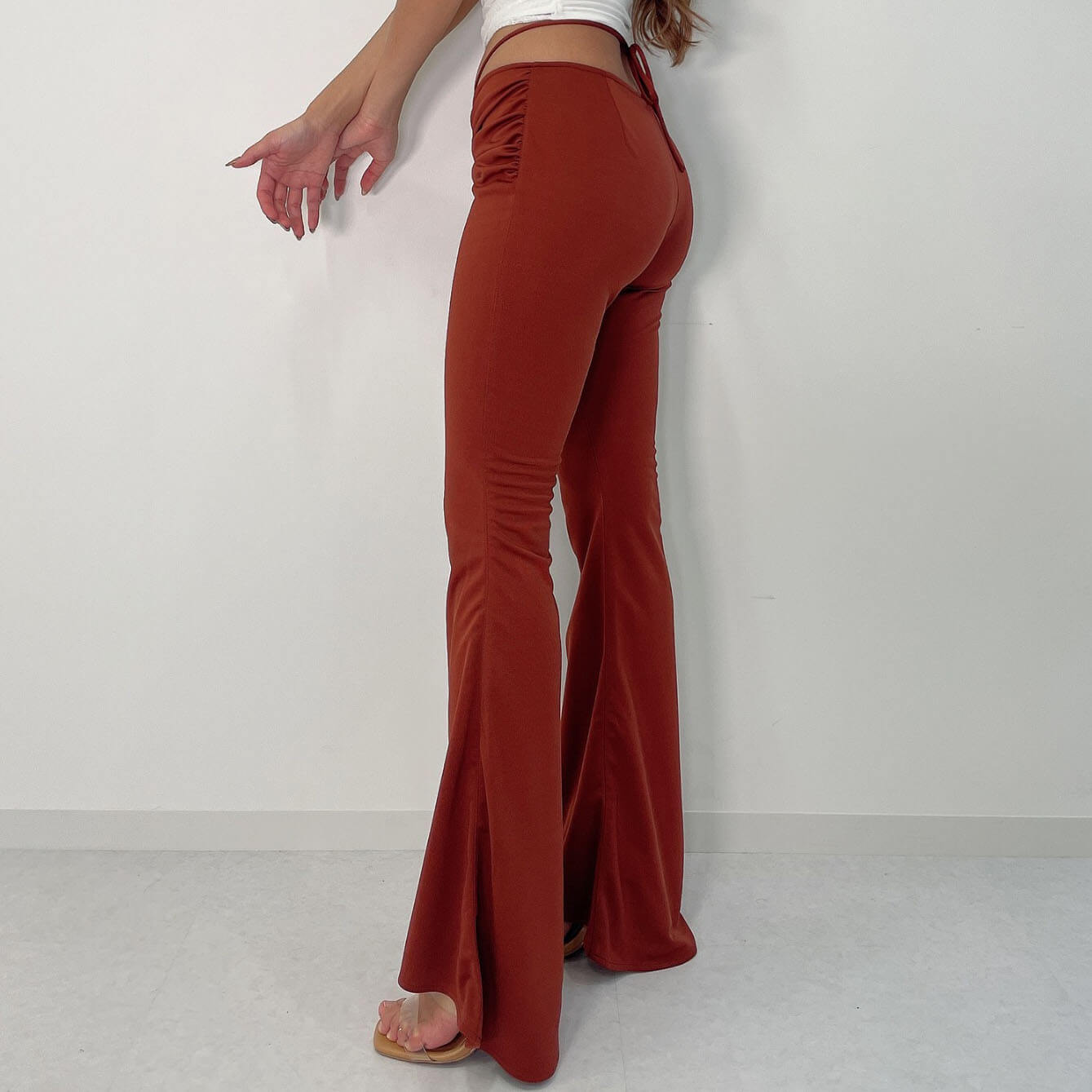 Gather flare pants