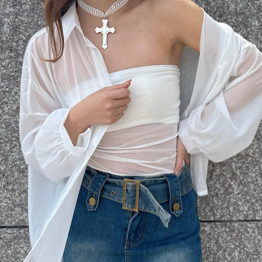 70%OFF｜Sheer shirt