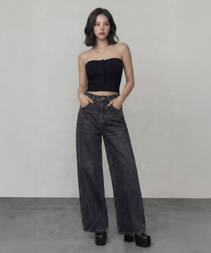 バックトライアングルカットデニムパンツ