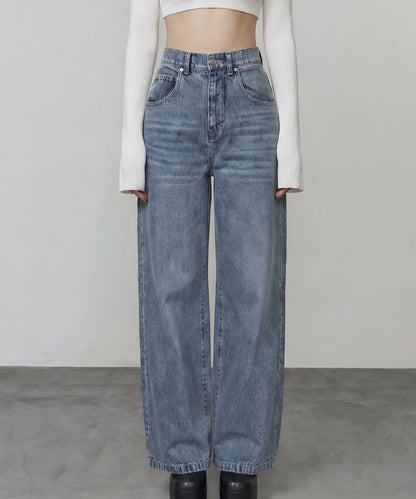 バックトライアングルカットデニムパンツ