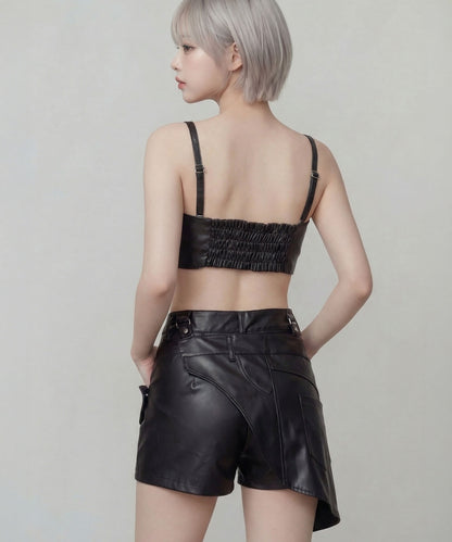 ビスチェ+2WAYフェイクレザーショートパンツ