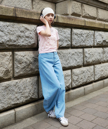 ハート刺繍カットアウトTシャツ