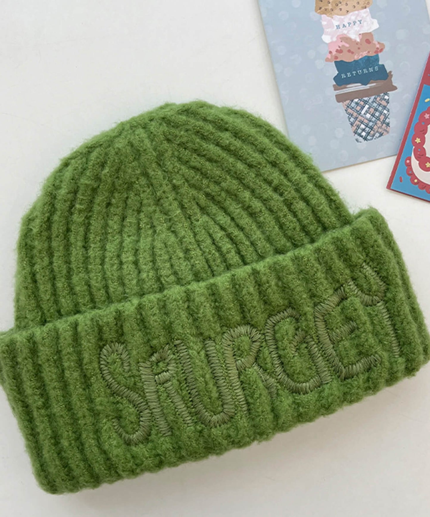 ロゴ刺繍カラーニット帽/ビーニー