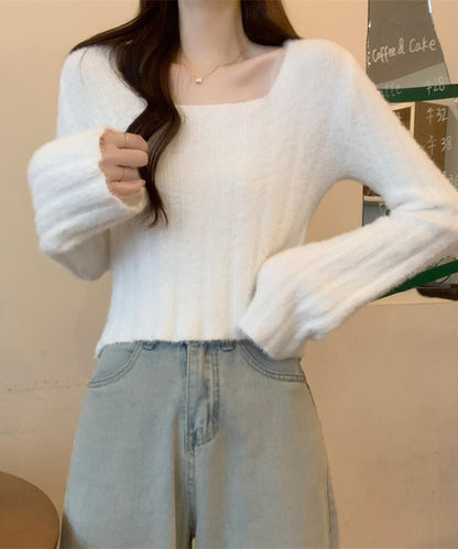 ベルスリーブマカロンカラーニット