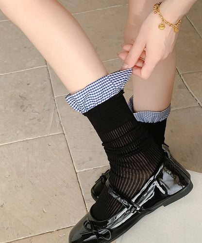 チェックフリル切替ソックス