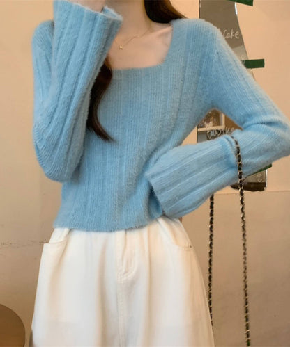 ベルスリーブマカロンカラーニット