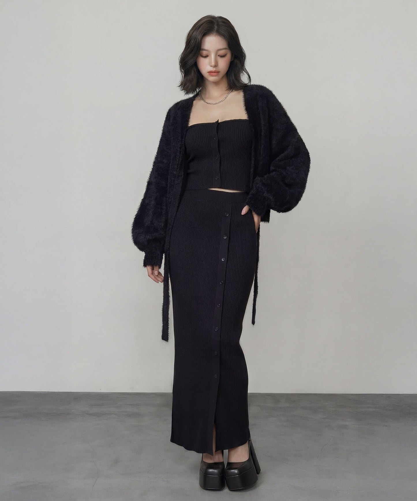 ロングテープマルチシャギーニット